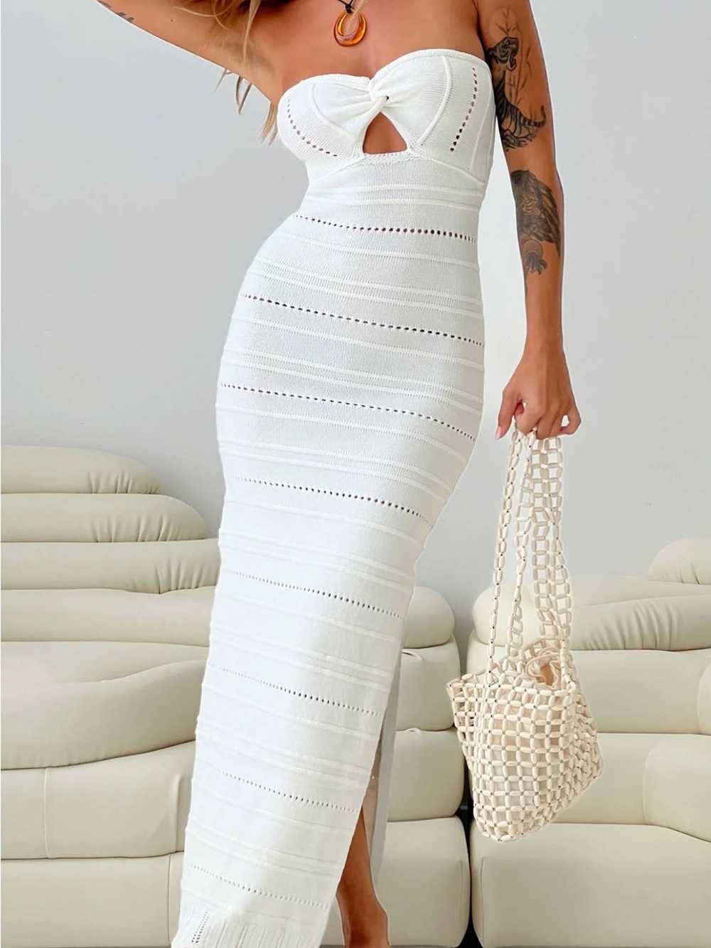 Princess Polly Cazwell Maxi Dress Cream